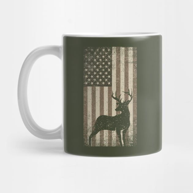 Vintage Deer Hunting Camouflage American Flag by Etopix